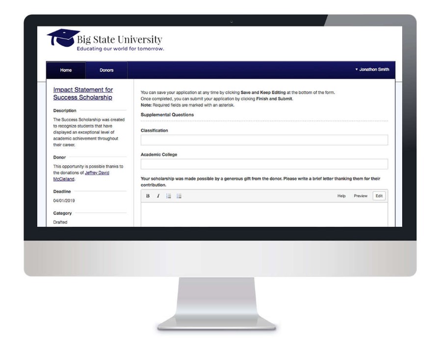 screenshot of Blackbaud Stewardship Management